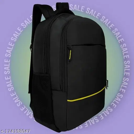 Nylon Backpack for Men & Women, Black & Yellow, 35 L