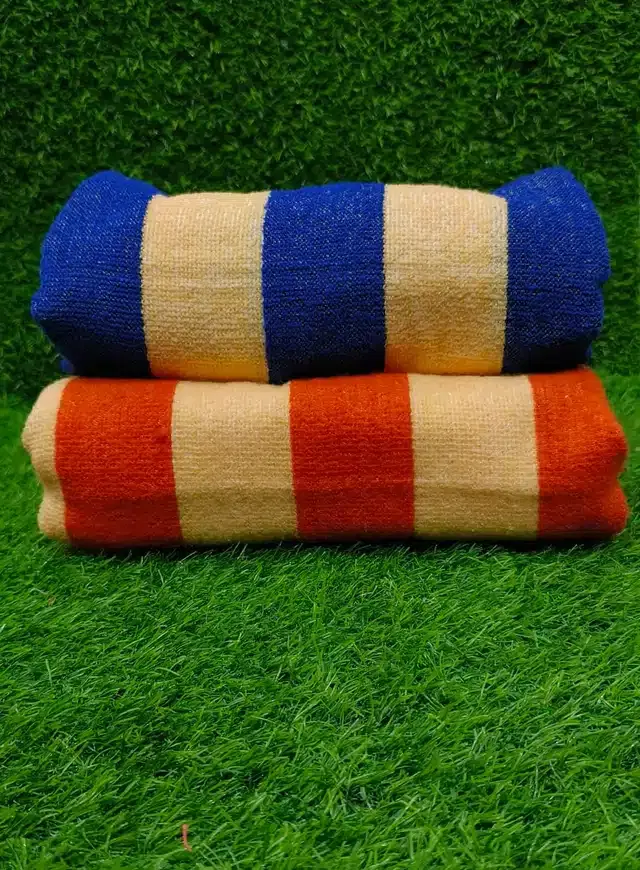 Bath Towel, Pack of 2, Blue & Orange, 24x48 inches