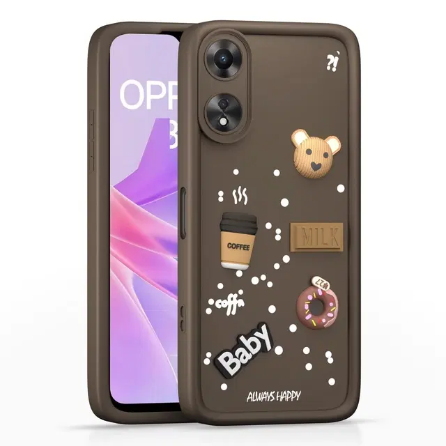 Silicone Mobile Back Cover for Oppo A58 4G, Brown