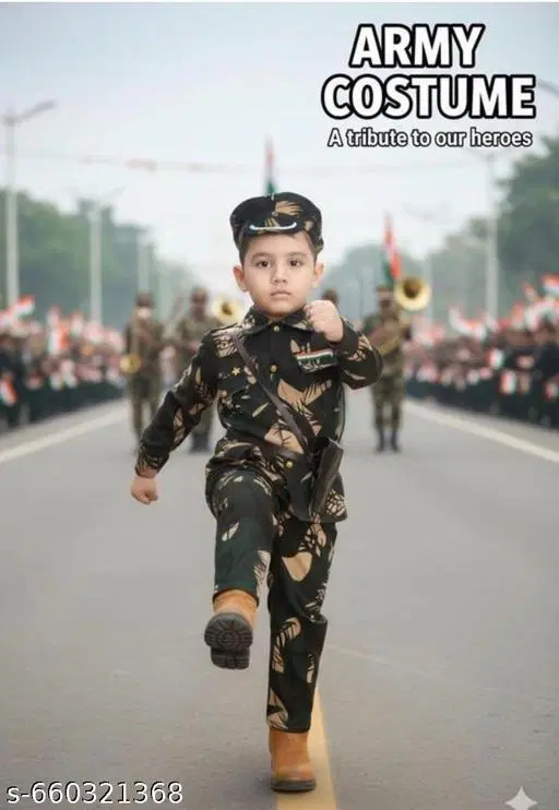 Cotton Shirt and Pant Set for Boys (Army, 1-2 Years)