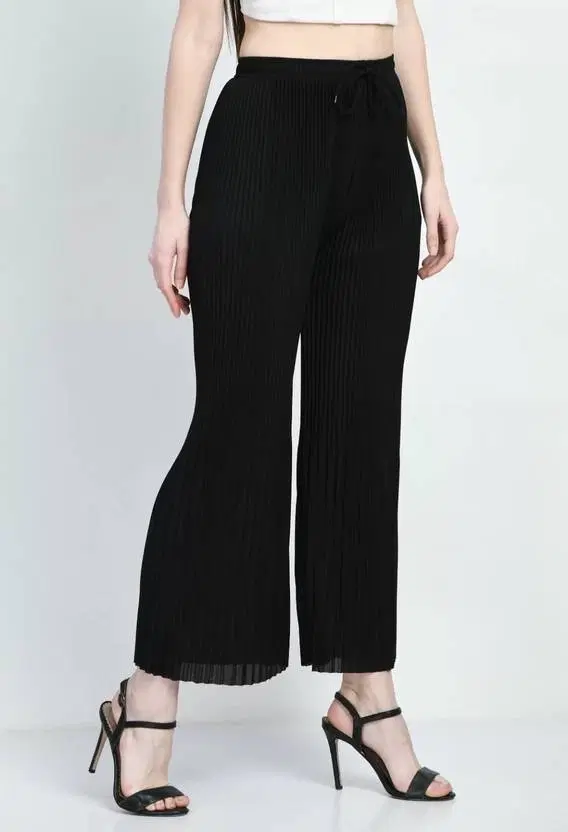 Poly spandex Loose Trouser / Pant for Women, Black (M)