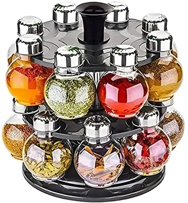 16 In 1 Condiment, Masala Rack, And Spice Container Jar Bottle Rack (Pack Of 16)