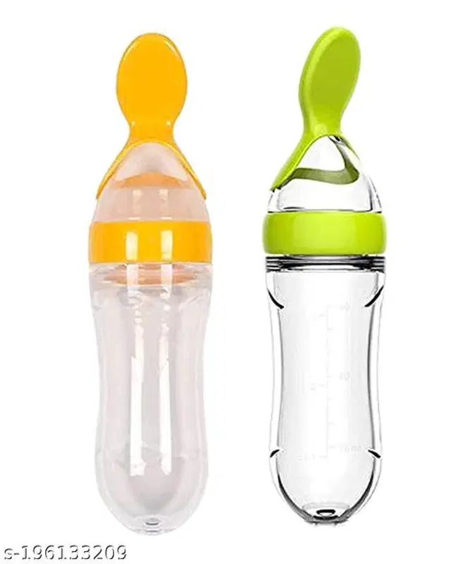 Silicone Food Feeder Bottle for Baby, Multicolor, 90 ml, Pack of 2