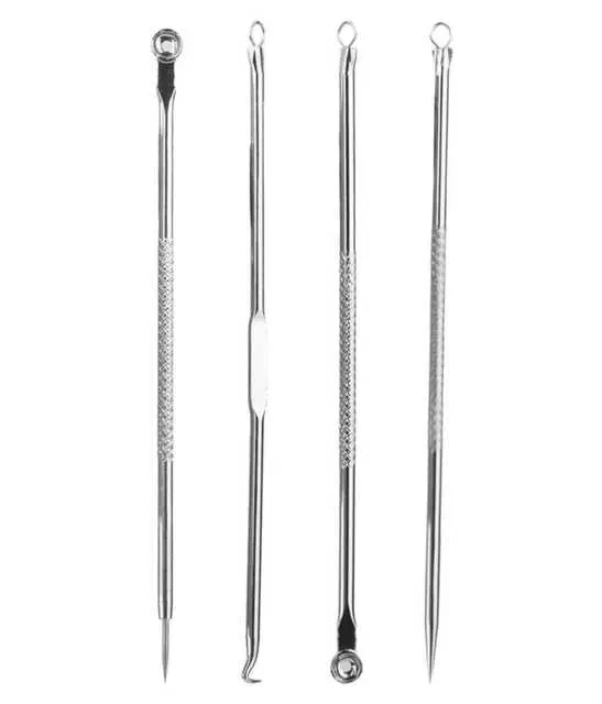 Lenon Makeup Accessory Stainless Steel Blackhead Pimple Blemish Remover Tool, 4.72 Inch, Pack of 4, D70