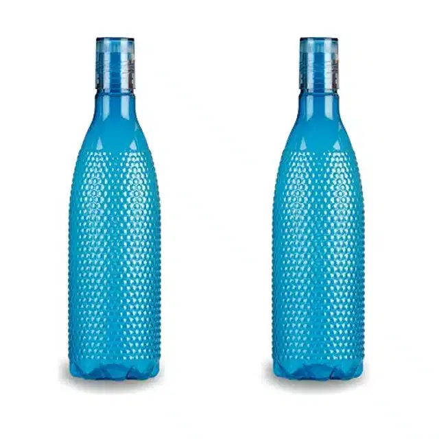 Airtight Plastic Water Bottle with Lid, Teal, 1000 ml, Pack of 2
