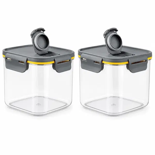 Flip N Lock Square Air-Tight Container, 700ml [Assorted Colour, Pack of 2]