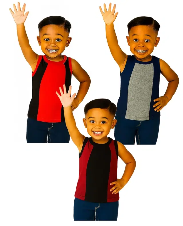 Cotton Solid Innerwear for Boys, Multicolour, Pack of 3 (7-8 Years)