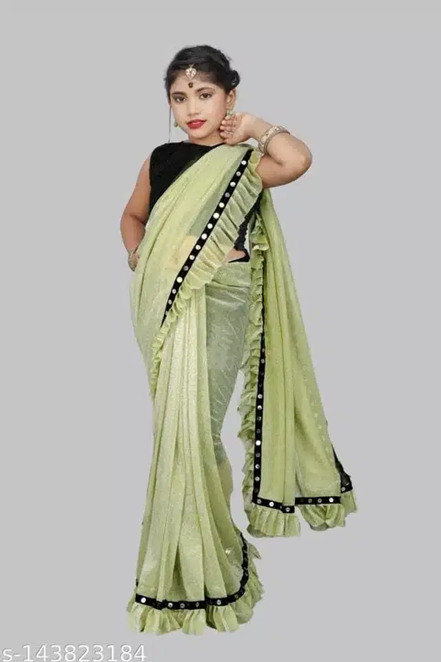 Ready to Wear Saree for Girls (Light Green, 4-5 Years)