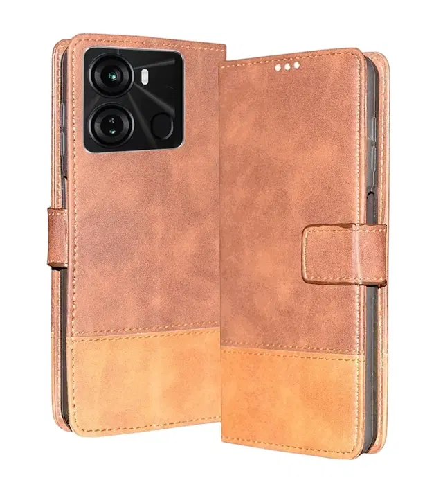 Artificial Leather Flip Cover For Itel P662L / Itel_P40, Brown