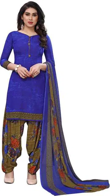 Yashika Unstitched Crepe Salwar Suit Material (Blue) (Y-301)