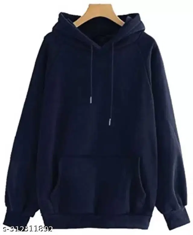 Fleece Hoodie for Women (Navy Blue, S)