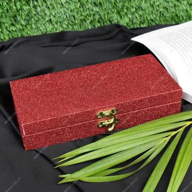 Cotton Silk Wooden Decorative Box for Wedding, Red, A-90