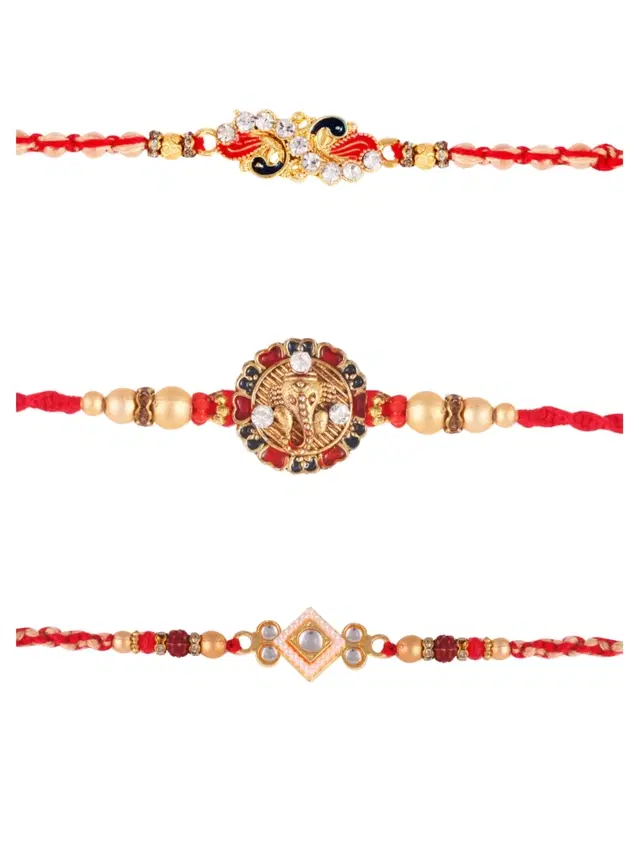 Designer Rakhi for Rakshabandhan, Multicolor, Pack of 3