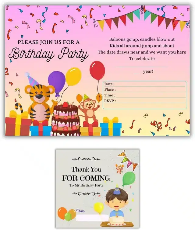 Birthday Party Greetings with Envelope, Multicolor