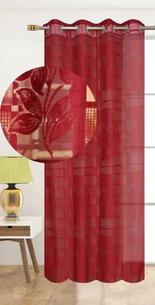 Window Curtain, Red, 4X5 Feet