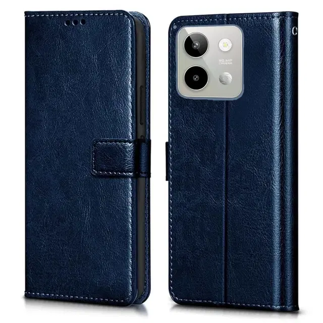 Artificial Leather Mobile Flip Cover for LAVA Storm Lite 5G (Blue)
