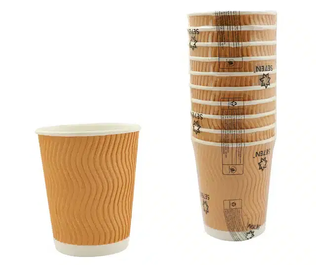 Ripple Paper Cup, Brown, 250 ml, Pack of 10