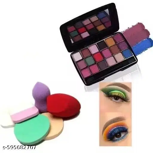 Rsentera 18 Color Eyeshadow Palette with Beauty Blenders | Matte & Shimmer High Pigment Eye Makeup Kit