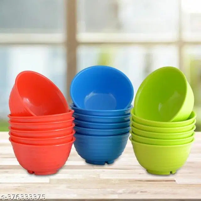 Plastic Bowls, Multicolor, 300 ml, Pack of 18