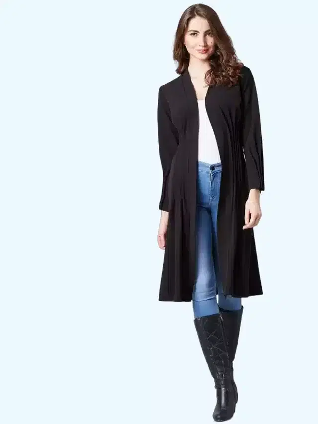 Full Sleeves Shrug for Women (Black, S)