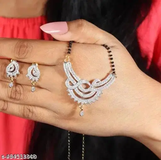 Mangalsutra Set for Women (White, Short)