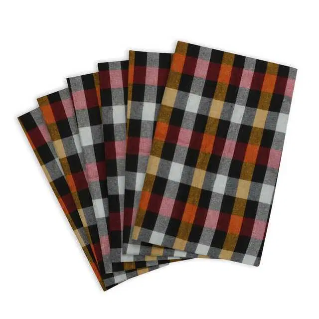 E-Retailer® Multipurpose Cotton Kitchen Napkins For Home Cleaning, Pack Of 6, Black, 46X46 cm, ST119