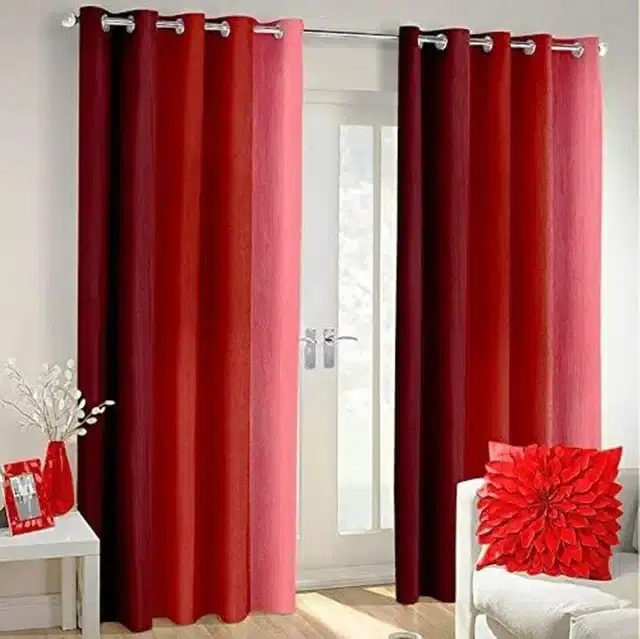 Polyester Solid Door & Window Curtains, Pink, 5 feet
