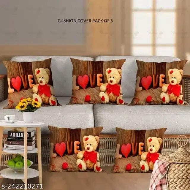 Cushion Cover for Home, Multicolor, 16x16 inches, Pack of 5