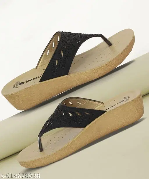 Inblu Wedges for Women (Black, 2)