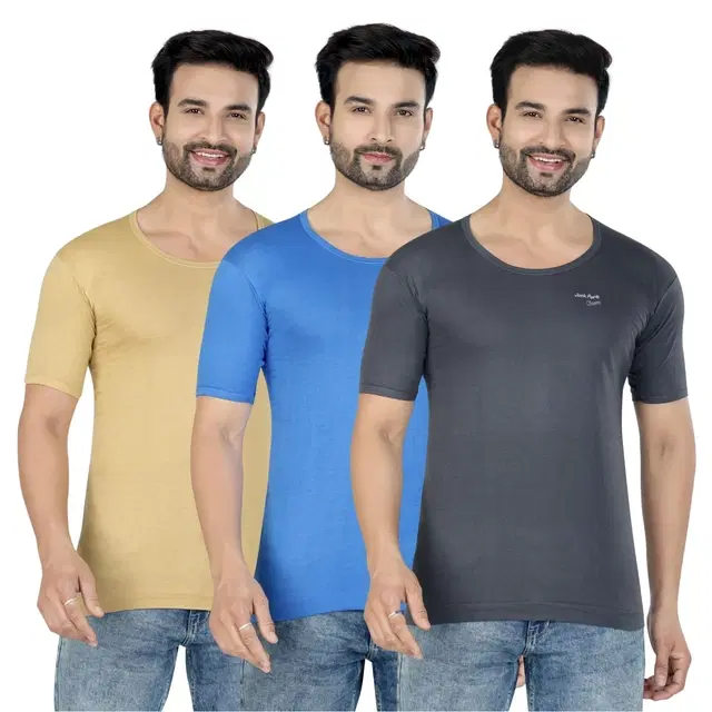 Cotton Jym Vest for Men, Multicolour, Pack of 3 (S)