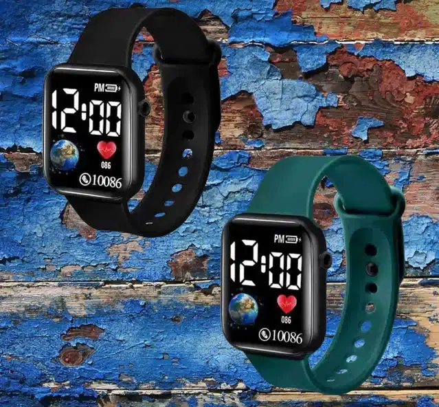 Digital Watch for Men & Women, Pack of 2 (Multicolor)
