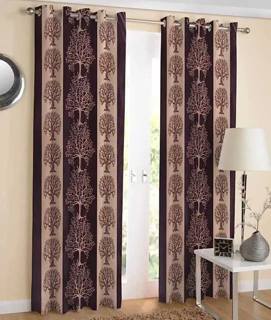 WI Latest Design Beautiful Curtains, Set of 2, Brown, 7Ft X 4Ft, W-19