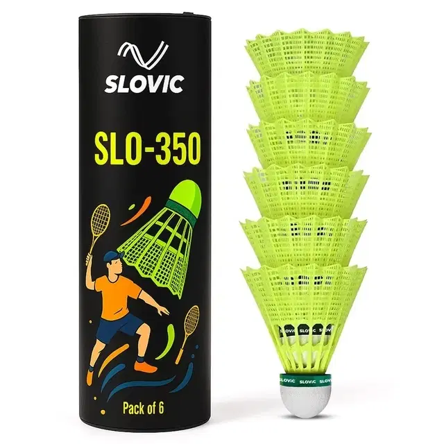 Slovic Slo-350 Nylon Shuttlecocks, Pack Of 6