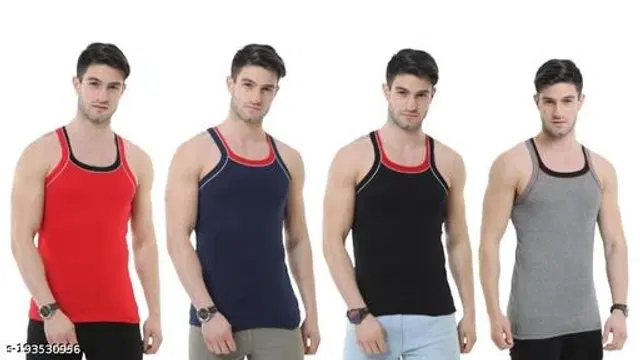 Cotton Vests for Men, Pack of 4 (Multicolor, M)