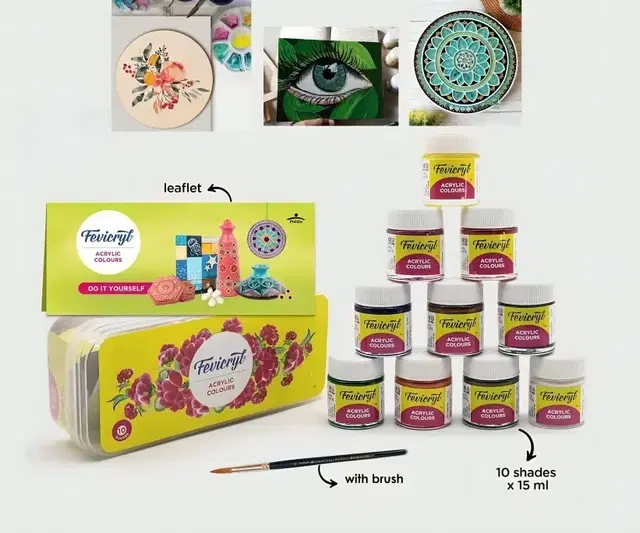 Pidilite Acrylic Colours Sunflower Kit (10 Colors x 15 ml)