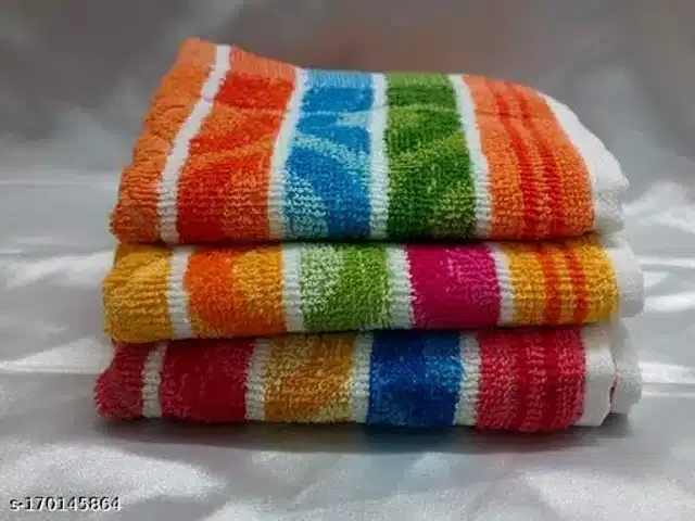 Cotton Hand Towel, Multicolor, 20x10 inches, Pack of 3