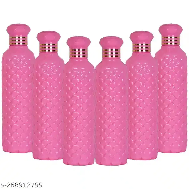 Plastic Water Bottles Set, Pack of 6, Pink, 1000 ml