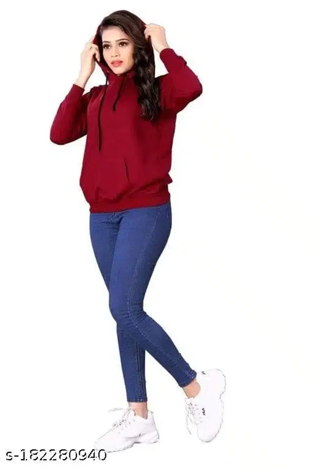 Full Sleeves Sweatshirts for Women (Maroon, S)