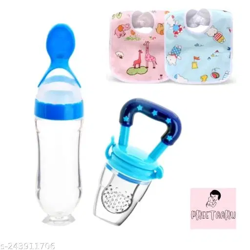 Baby Food Feeder Combo With Free Bibs Waterproof