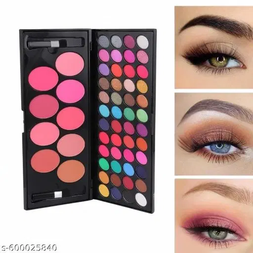 48 Colors Miss Eye Shadow EyeShadow Palette with 9 Beauty Blushers Gold Palette 70 g (Multicolor)