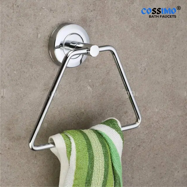 Stainless Steel Multipurpose Towel Ring with Wall Flange, Silver, Set of 1