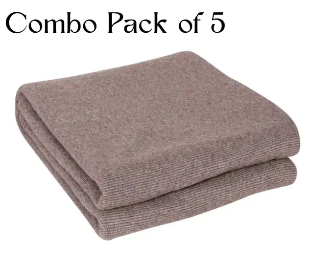 Combo Pack of 5 Arch Melange Fleece Blanket 380gms 120x220cm Brown