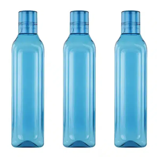 Airtight Plastic Water Bottle with Lid, Sky Blue, 1000 ml, Pack of 3