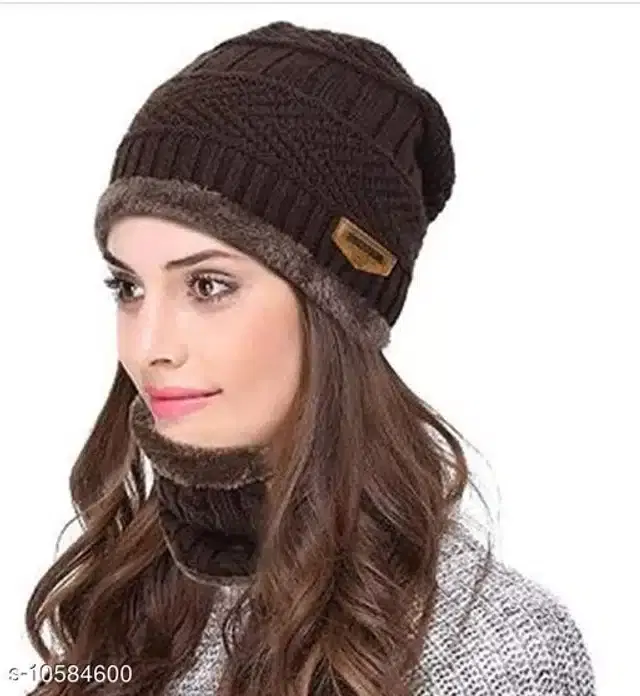 Balaclava Cap with Neck Warmer for Men & Women, Set of 1 (Brown)