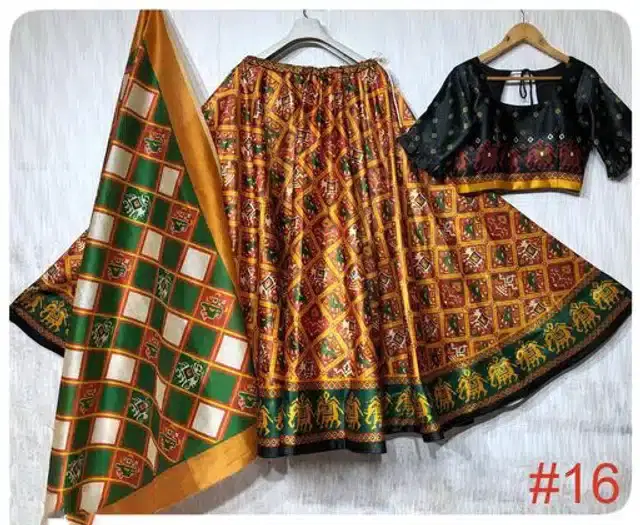 Digital Printed Unstitched Lehenga Choli for Women (Yellow)