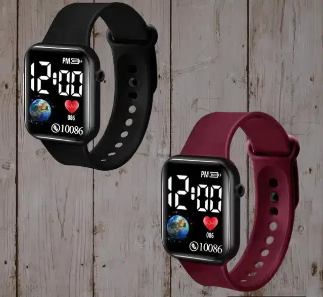 Digital Watch for Men & Women, Pack of 2 (Multicolor)