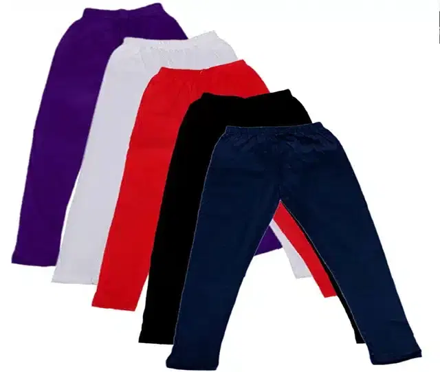 Soft & Comfortable Leggings for Girls, Pack of 5 (Multicolor, 2-3 Years)