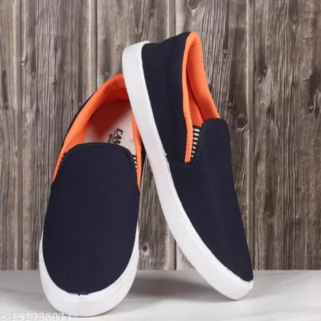 Loafers for Men (Orange & Navy Blue, 6)