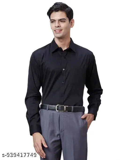 Solid Shirt for Men (Black, M)