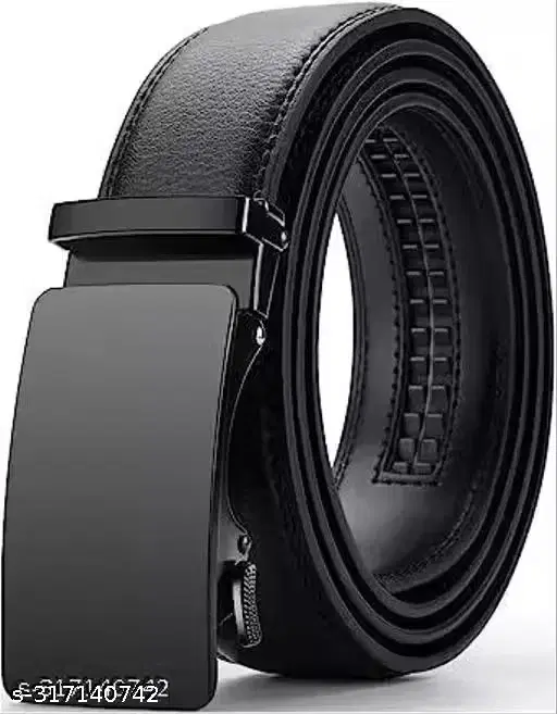 PU Solid Belt for Men ,Black (Free Size)